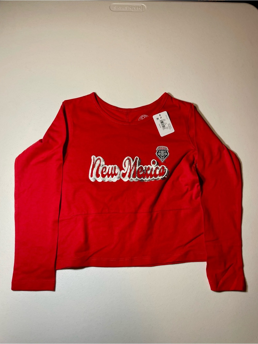 Rivalry Threads Red Long-Sleeve Kids Top with 'New Mexico' NWT Lobos Girls Small